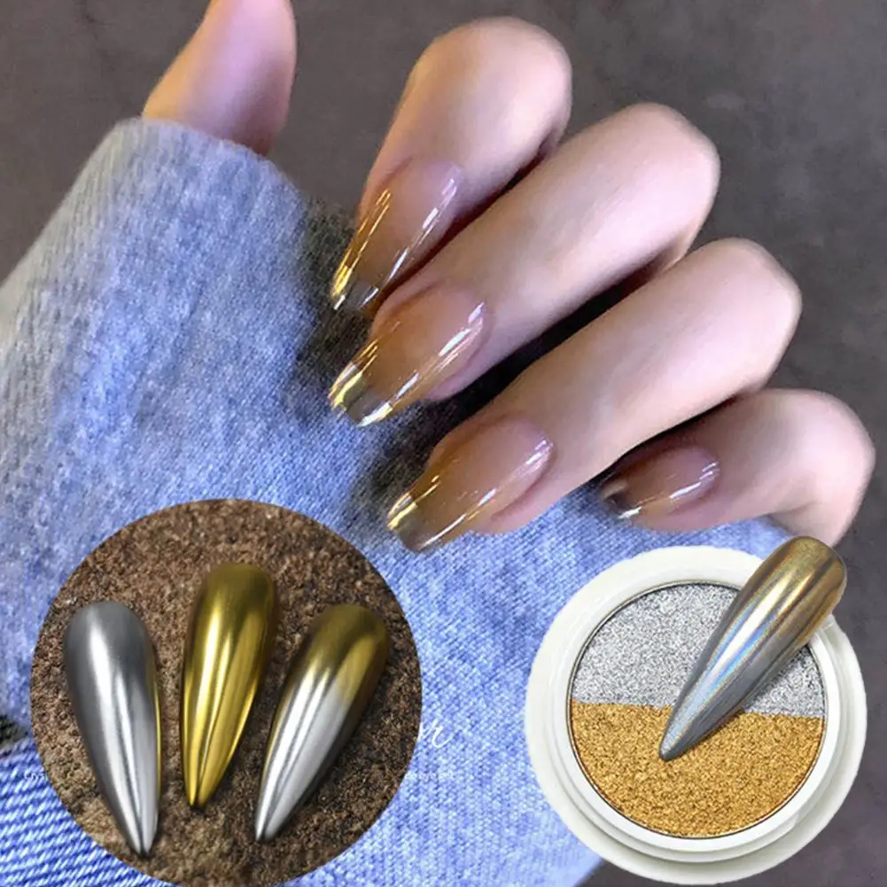 

Dual Colors Nail Art Powder High Saturation Artwork Making Mirror Nail Art Glitter Polish Chrome Pigment for Manicure