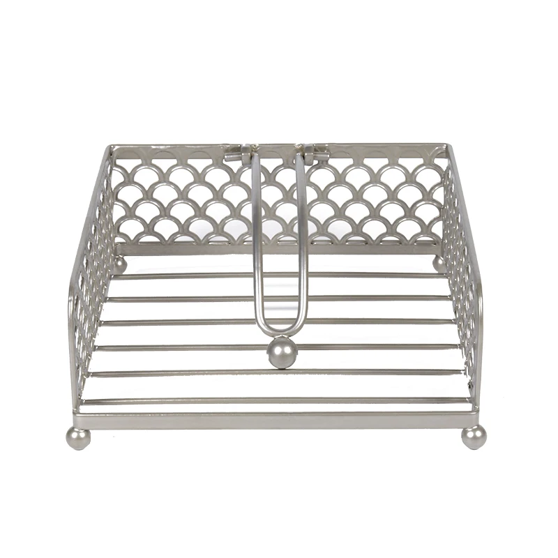 White Nordic Decorative Restaurant Paper Napkin Holder Metal Flat Napkin Holder Storage Display