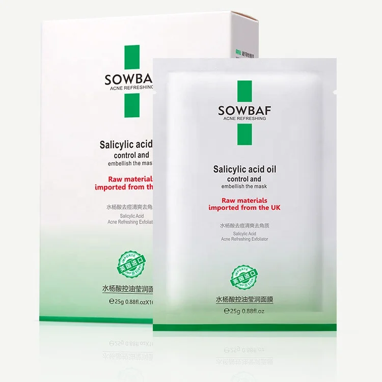 

10 Pcs/Box Salicylic Acid Centella Aloe Vera Facial Mask Sheets To Reduce Acne Marks Smooth Soothe Sensitive Skin Shrink Pores