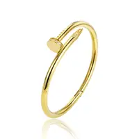 

Wholesale Plain Style Fashionable Cuff Bracelet 18K Gold Plated Stainless Steel Nail Bracelet Bangle Jewelry