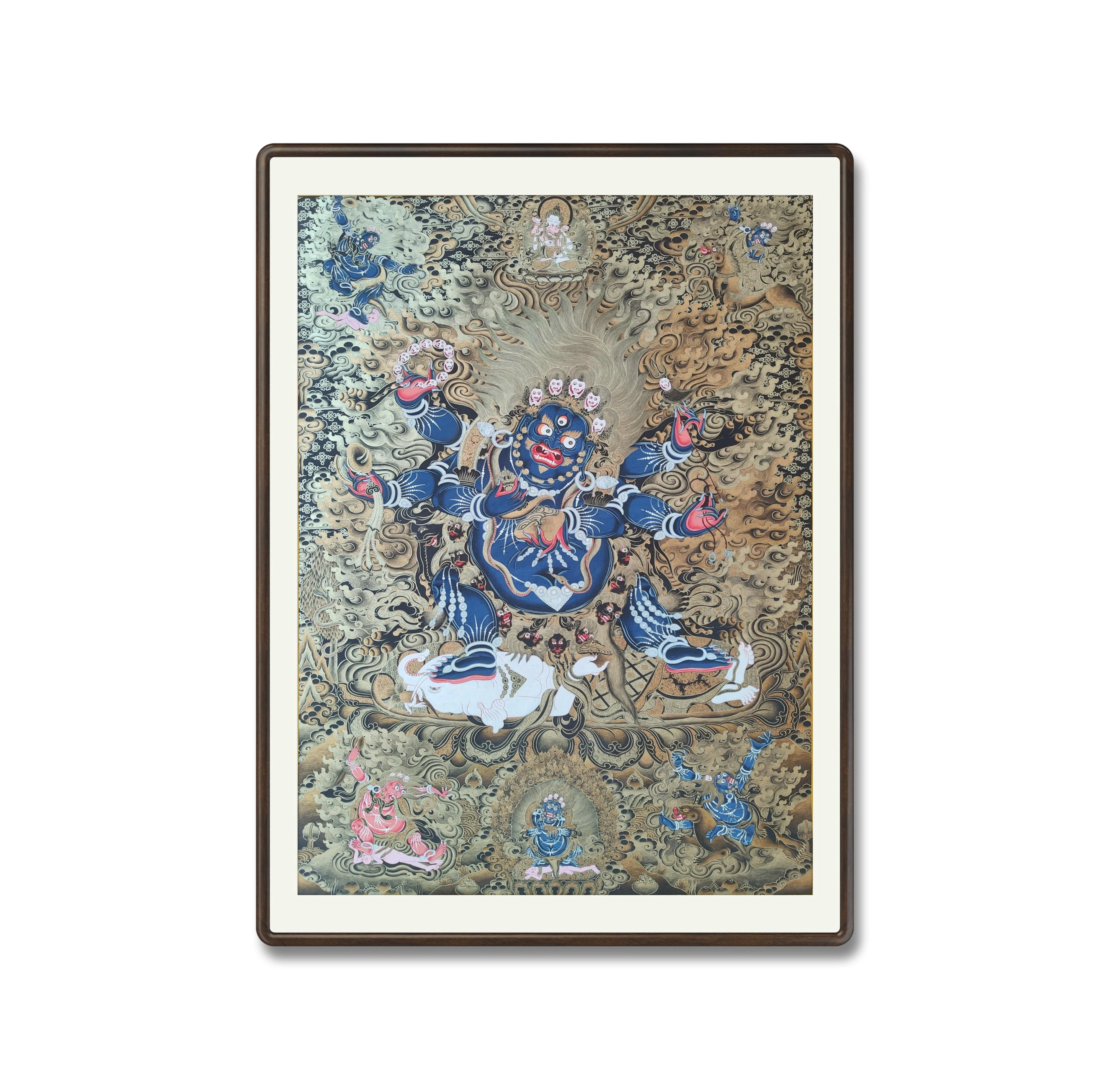 

Customizable pure mineral pigments for Six-armed mahaKala Thangka one finished work