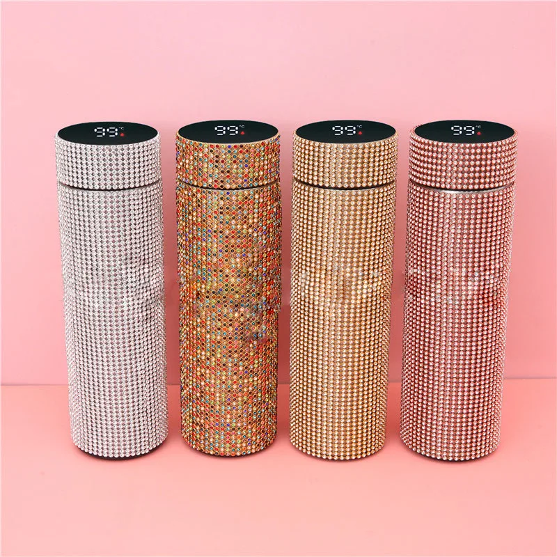 

Seaygift smart led temperature gold diamond water bottle rose gold silver thermos vacuum flasks stainless steel water bottle, Silver/gold/rose gold