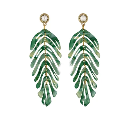 

Unique Pearl Earrings Zircon Earrings Leaf Earrings for Women