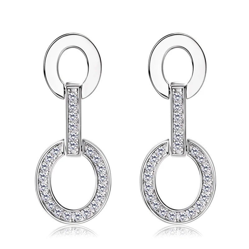 Wholesale  Iced Out Grade D Moissanite Earrings 925 Sterling Silver  0.36ct+0.36ct Moissanite GRA Certified Drop Earrings Women
