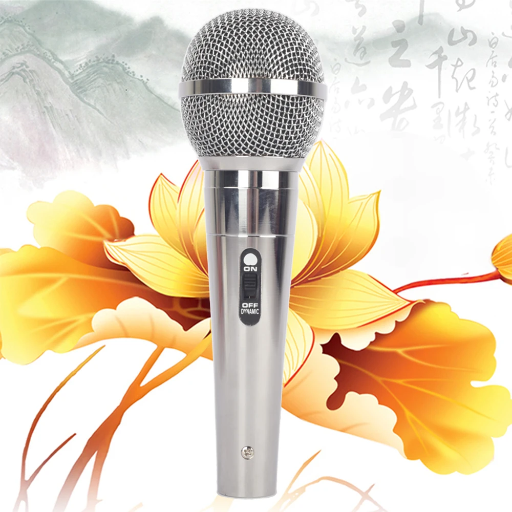 

KO-CIN 999A portable singing cardioid Omni-directional plastic dynamic Karaoke wired microphone handheld mic, Sliver