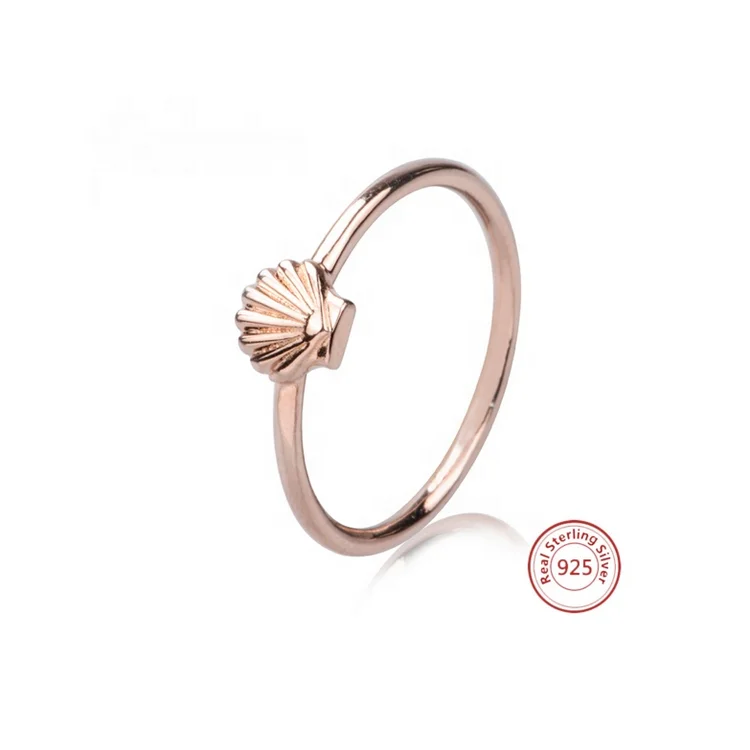 

Boho golden ocean jewelry 925 sterling silver seashell scallop beach life delicate ring women