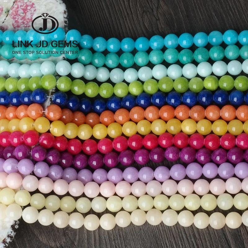 4-14mm Pick Size Red/Green/Blue/Pink Colorful Smooth Round Cloud Jade Gemstone Beads For Fine Jewelry Making Accessories