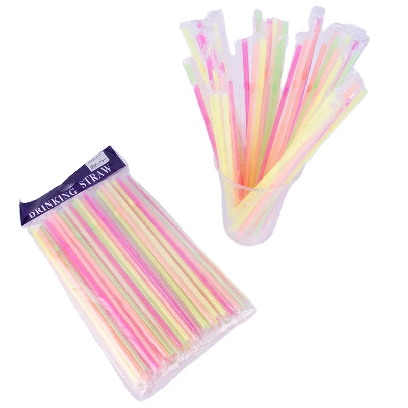 

Disposable plastic straw with different colors striped plastic drinking straw