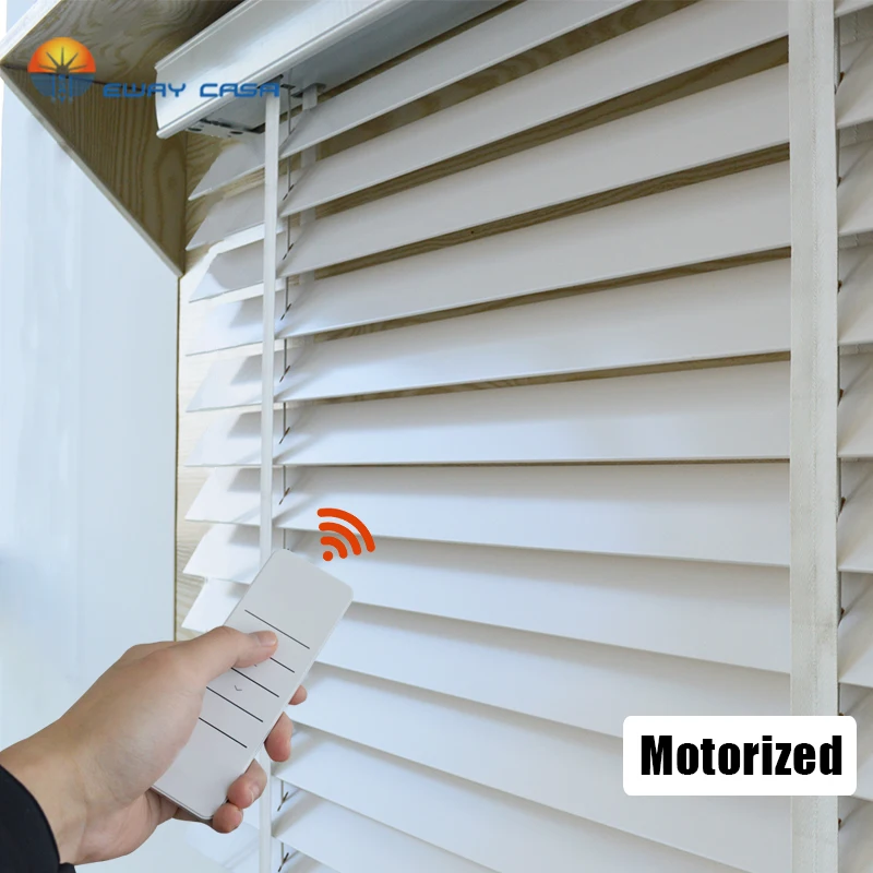 

Motorized Venetian Blinds Electric Wooden Blinds Natural Material Smart Home Life No.MR_WB_TM, 2 series color for you to choose from