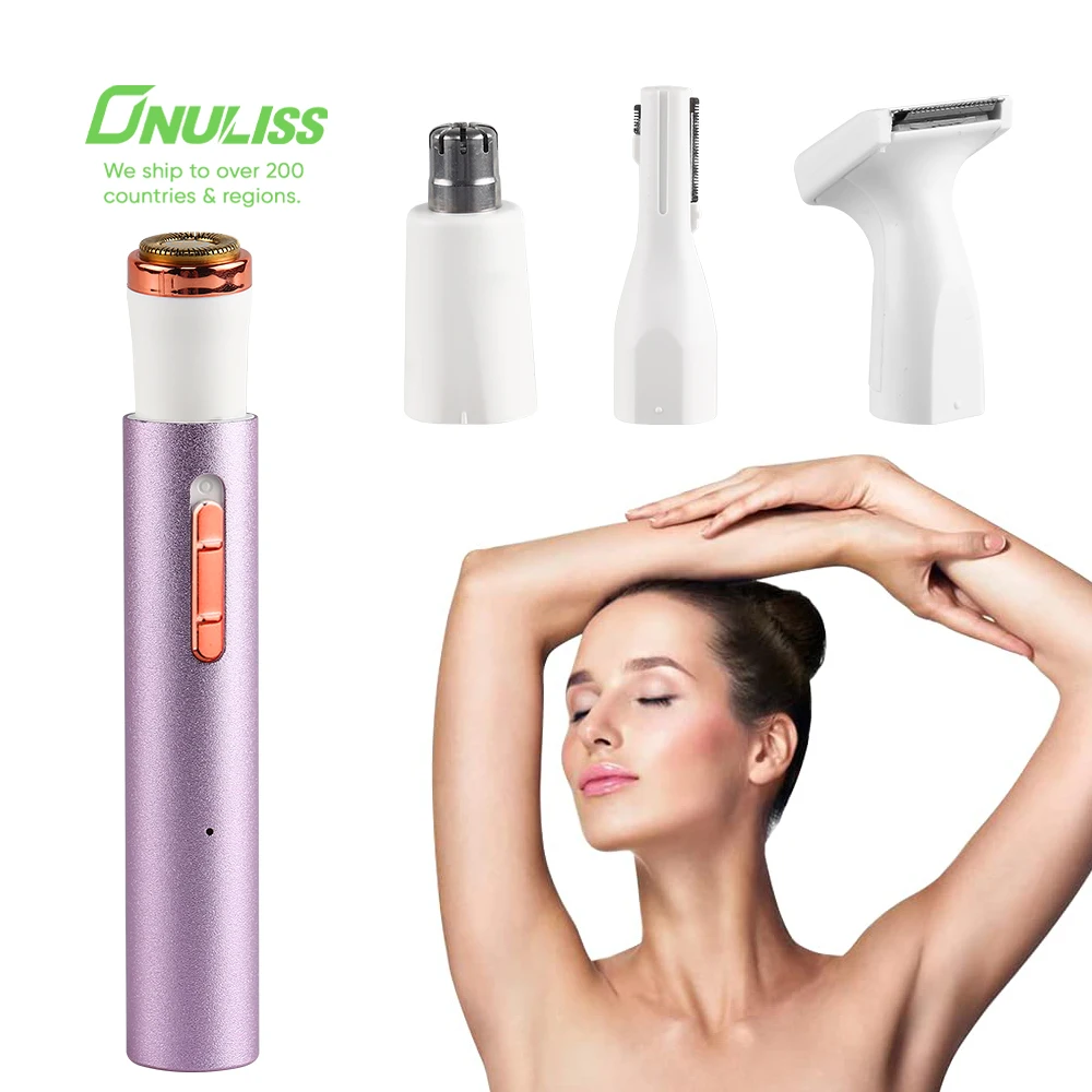 

4 in 1 Waterproof Rechargeable USB Electric Epilator Painless Facial Body Shaver Eyebrow Trimmer Hair Remover