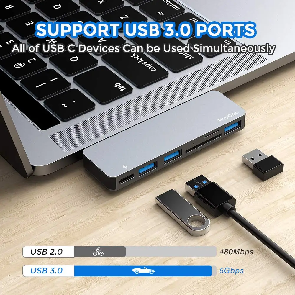 
Raycue 6 in 1 USB HUB for Macbook Air/Pro 