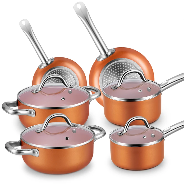 

10PCS aluminum non-stick pots and pans non-stick cookware set