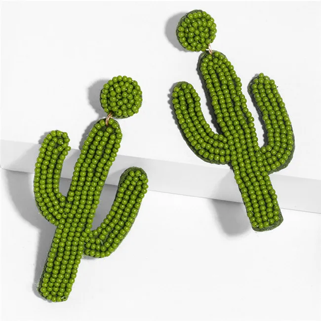 

Hot Selling Fashion Bohemia Seed Beaded Cactus Earrings For Woman