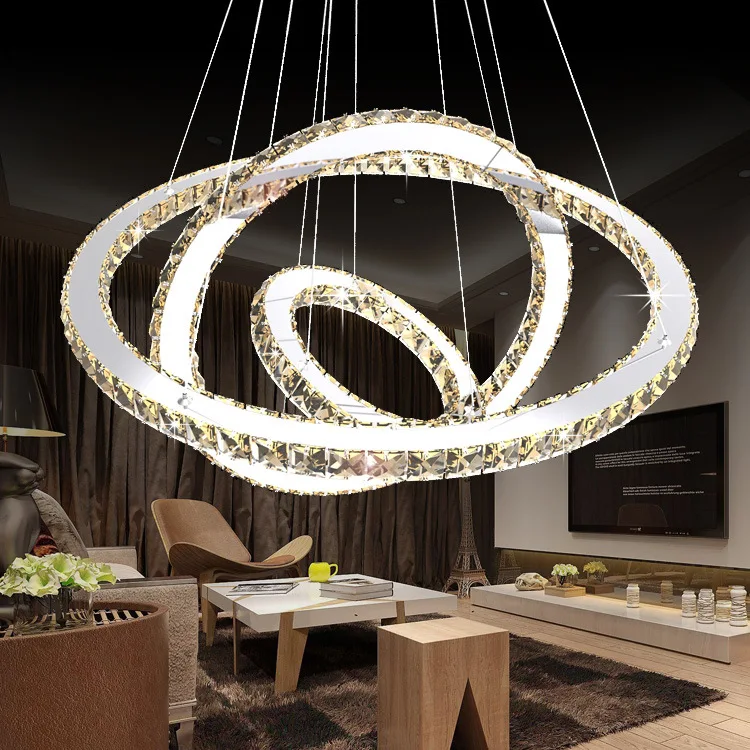 Silver Crystal Ring LED Chandelier Fixture Modern LED Circle Light used for Ceiling