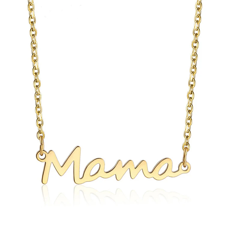 

Mothers day stainless steel clavicle necklaces gold plated Mama letter nameplate necklace for mom personality jewelry gift, Silver, gold, rose gold