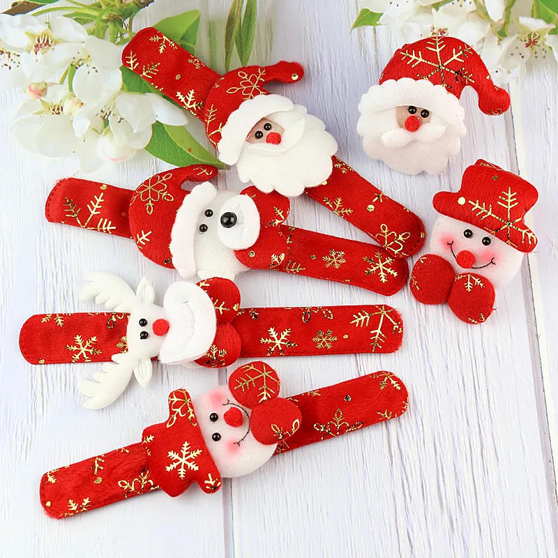 

Bronzing Christmas Gift Kids Toy Christmas Bracelet Jewelry Santa Claus Patting Circle Snowman Elk Popping Circle New Year Gift, Red