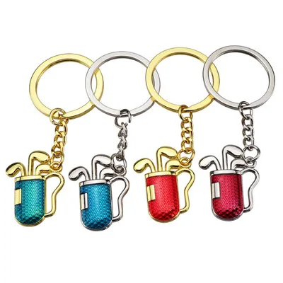 

Zinc Alloy Golf club bag Key ring Metal Sport Keychain for Promotion