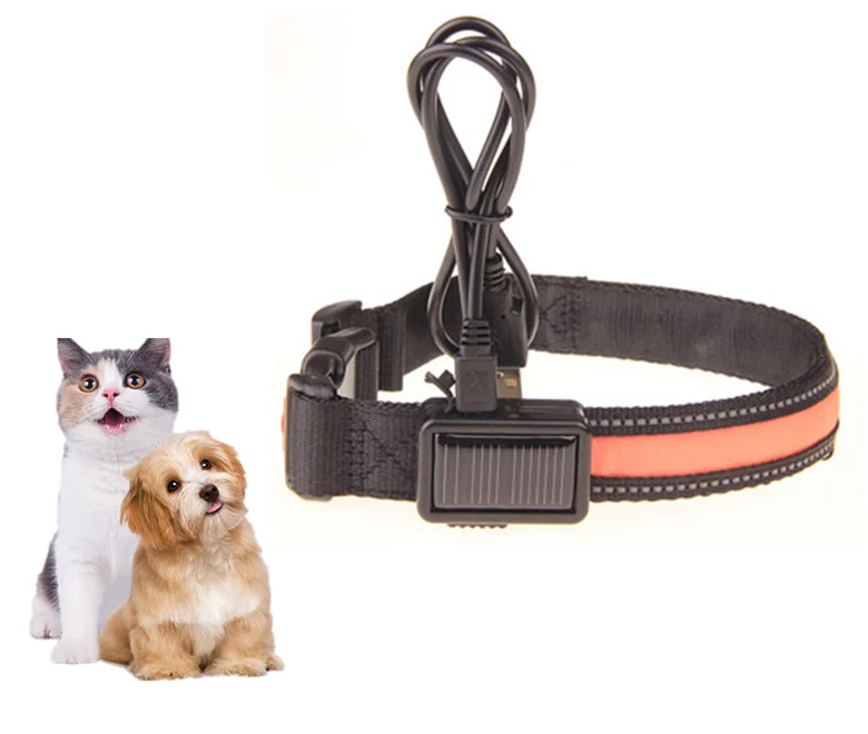 
Best Selling solar LED Light Dog Collar Safety USB Solar Charge Dog Collar for Pet 