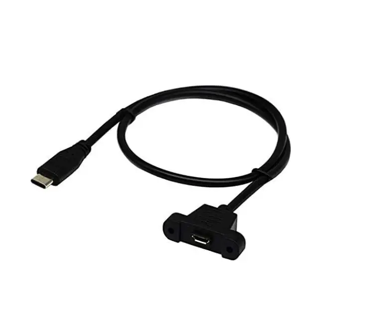

USB 2.0 Micro 5Pin Female to Type C Male Ear Screw Install, Sync Charging and Data Transferring Cable (50Cm/20Inch)