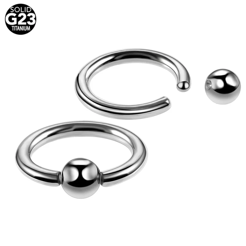 

G23 Titanium Nose Septum Clicker Ring BCR Captive Bead Rings Piercing Labret Lip Earring Helix Stud Body Jewelry