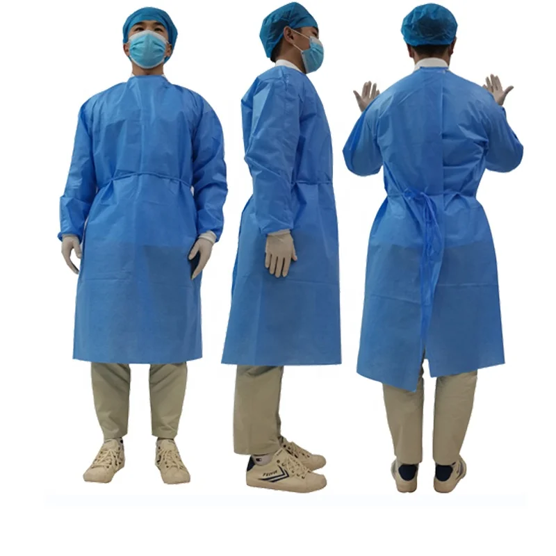 

en14126 Hospital doctor uniform dAAMI level 2 disposable PP SMS SMMS surgical gown washable reusable chemotherapy gown EN13795, Blue