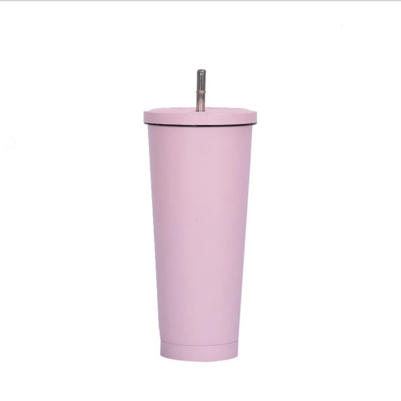 

750 ml summer style double wall vacuum insulated stainless steel tumbler with straw custom color beer/ cola /water mugs, Customized color