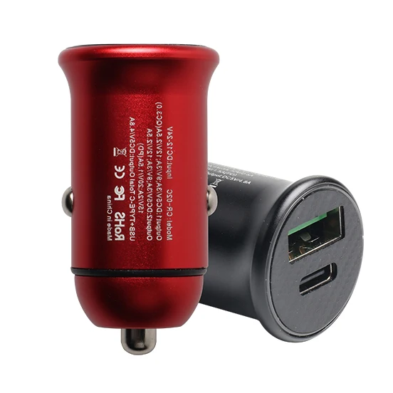 

Car Accessories Mobile Phone 12v Quick Charge 3.0 PD Usb C 30W Dual Usb Car Charger 5v/4.8a Fast Charging For Smartphone