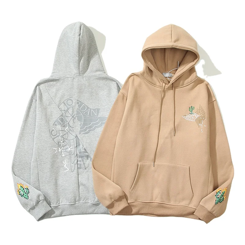 

IHJ6543 Printed stitching loose casual hoodie man oversize hoodie high quality street long-sleeved pocket pullover