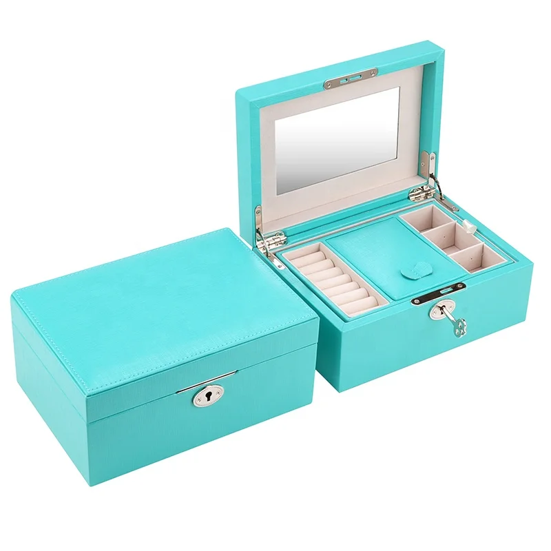 

leatherette jewelry box,jewelry set display case,jewellery box eco, Blue