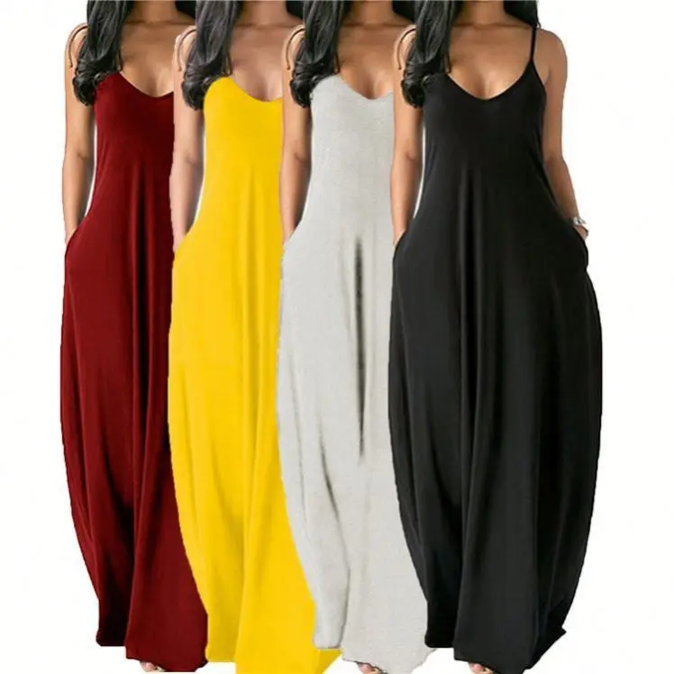 

Sexy summer deep V neck straps solid slip fat Lady Dress 6 Colors Casual clothing Plus size 5XL woman dress