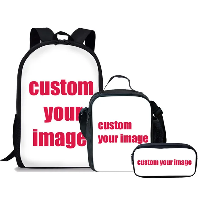 

Wholesale Polyester Children School Bags for Boys and Girls Custom with Logo 3 pcs/Set Student Backpack+Lunch Bag+Pencil Case, Customized your own school backpack