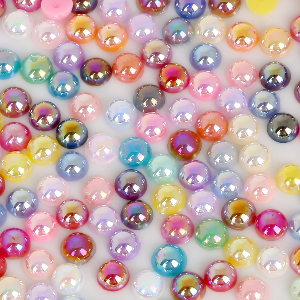 

High Quality 50-1000Pcs Multi Sizes AB Colors Pearls Craft Half Round Flatback Beads DIY Decoration for Sewing Clothes, Ivory