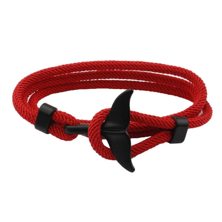 

Fashion Whale Tail Anchor Bracelets Men Women Charm Nautical Survival Rope Chain Paracord Bracelet Male Wrap Metal Hooks, Picture