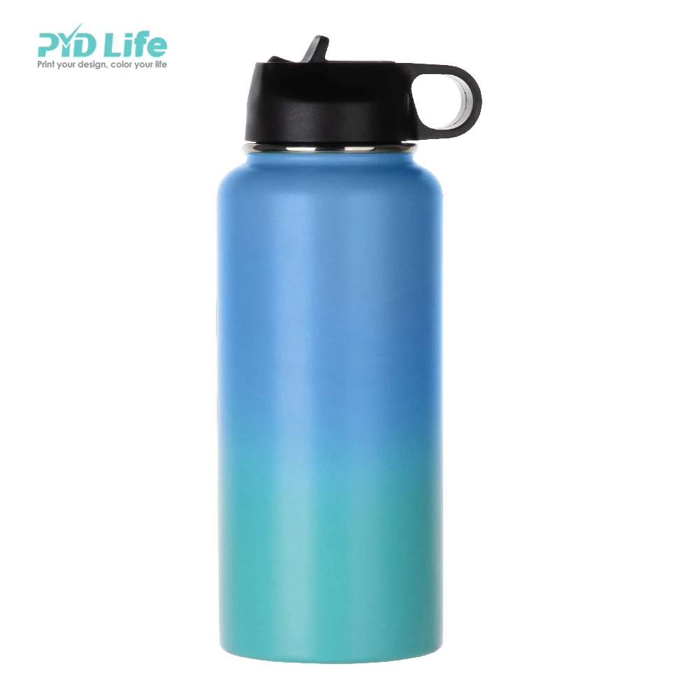 

PYD Life Wholesale 32 OZ Stainless Steel Powder Coated Outdoor Water Bottle Blue Green Insulated Flask