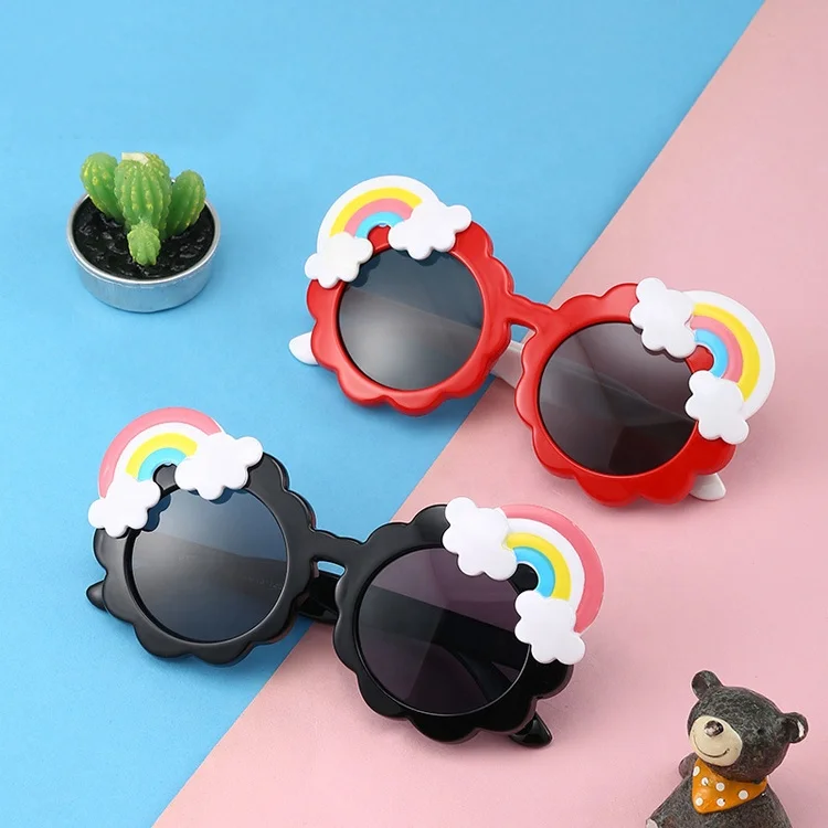 

DOISYER 2019 fashion 100% uv polarized party glasses silicone rainbow flower sunglasses kids for girls