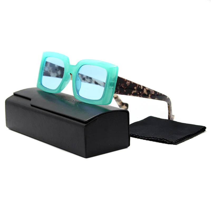 

2021 Custom Square Small Frame UV400 Jelly Color Ladies Fashion Sunglasses With Cases, 7 colors