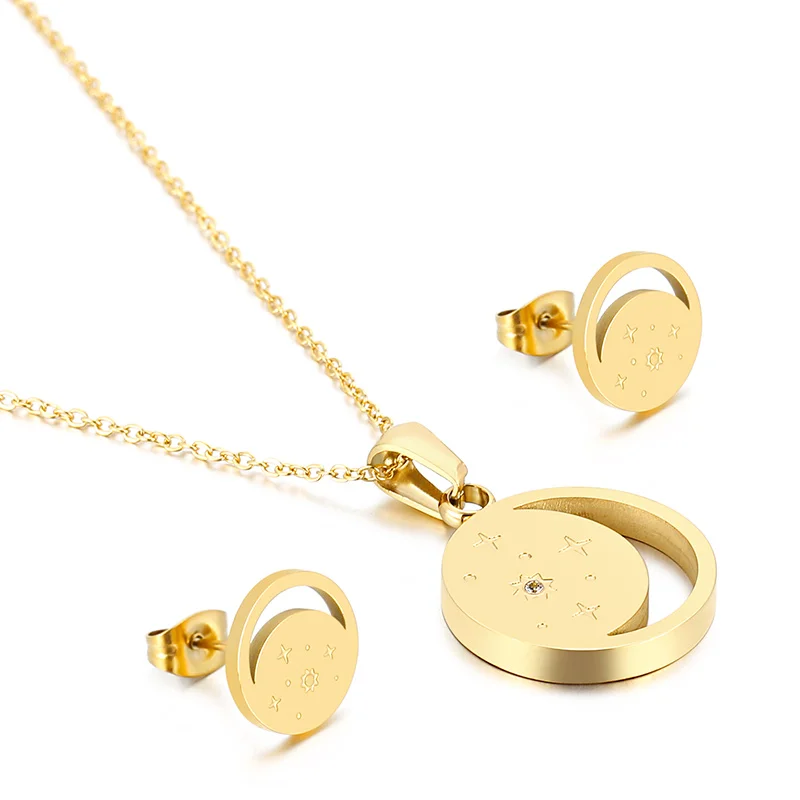 

Pendant gold star moon suit simple stainless steel necklace wholesale