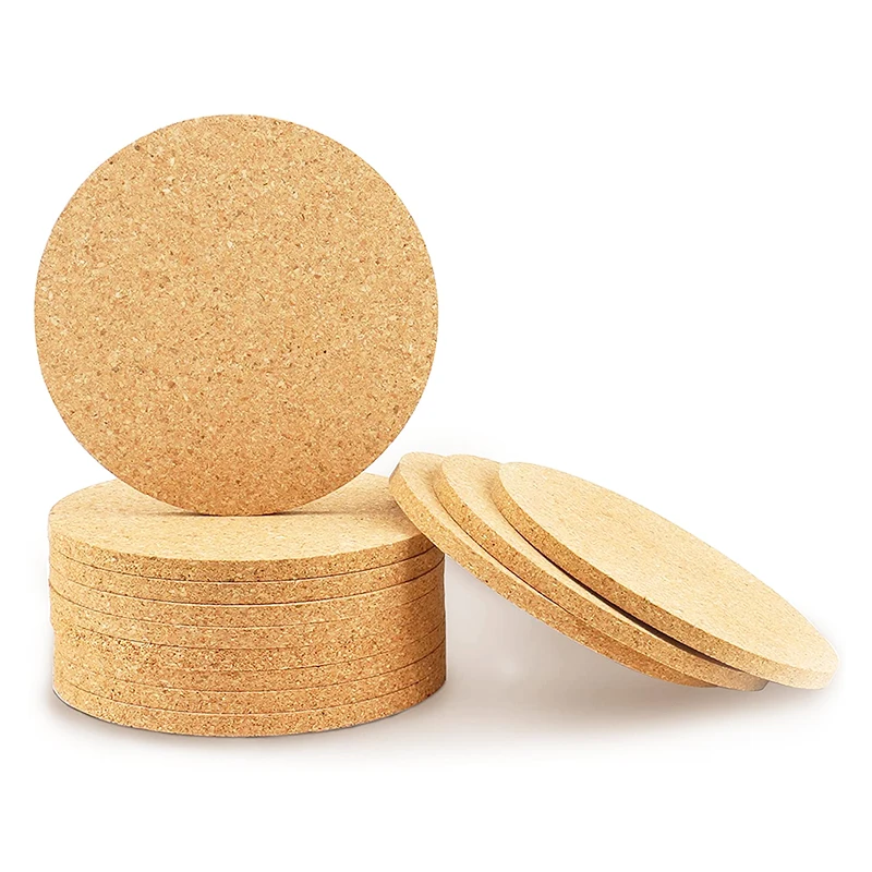 

TIANLEICORK wholesale custom logo eco natural MDF round square cork placemat cork coaster, Customized