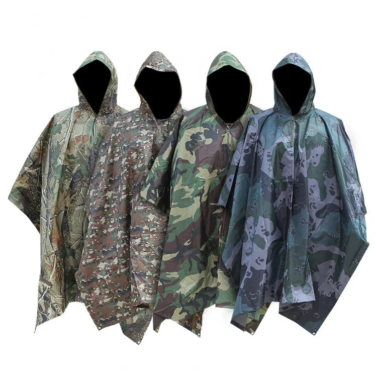 

Sturdyarmor Tactical Green Rain Poncho Survival Shelter Tactical Camouflage Raincoat