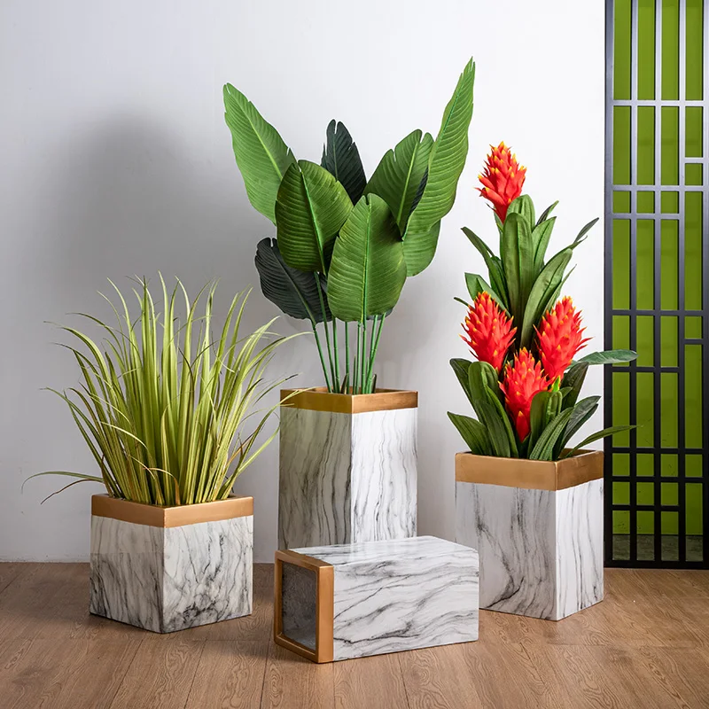

Popular modern simple style large floor vase round glass fiber flower pot home living room jewelry Hotel simulation flower pot