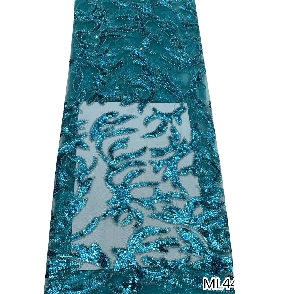 

Beautifical Luxury french lace heavy beaded lace high quality bridal lace with sequins ML44N478, Can be customized