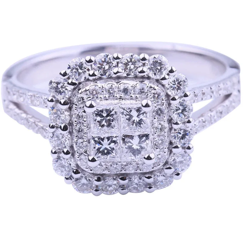 

Gorgeous Square Shape Women Ring Full Bling Iced Out Micro Pave Crystal Zircon Dazzling Bridal Ring Wedding Engage Ring, As pic shown