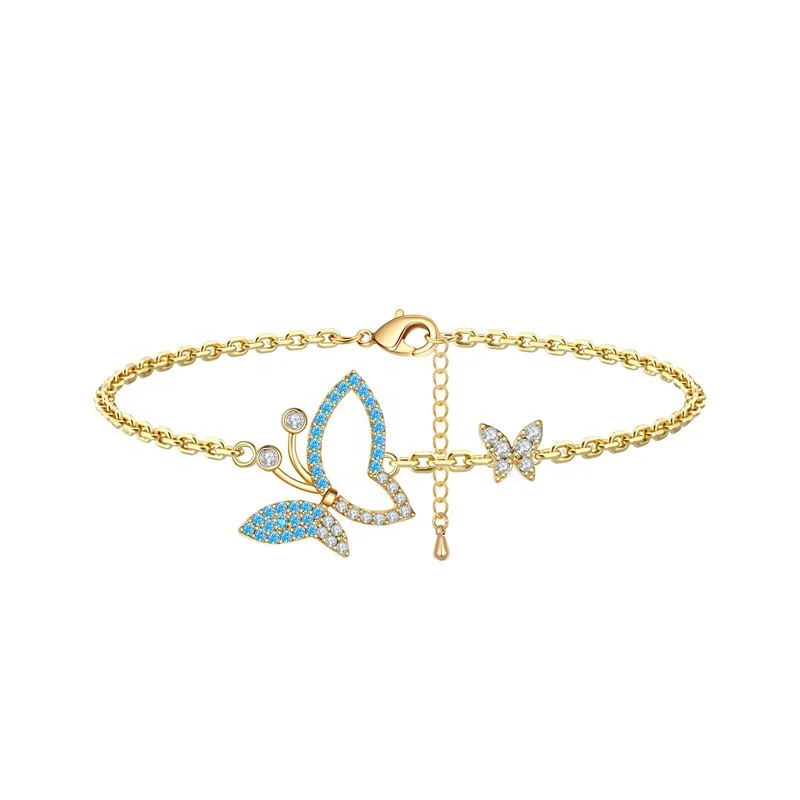 

Gaby new arrive bracelet butterfly gold plated adjustable ankle bracelets for women foot jewelry anklet, Gold /rosegold color