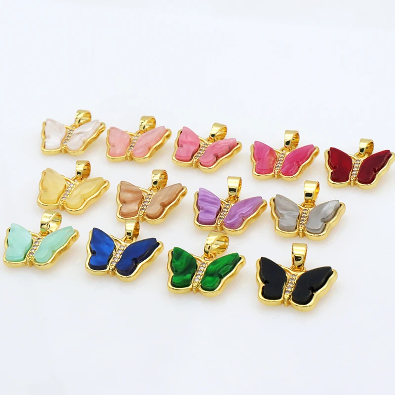 

High quality 2021 wholesale fashion woman jewelry 18K gold plated charms necklace butterfly pendants