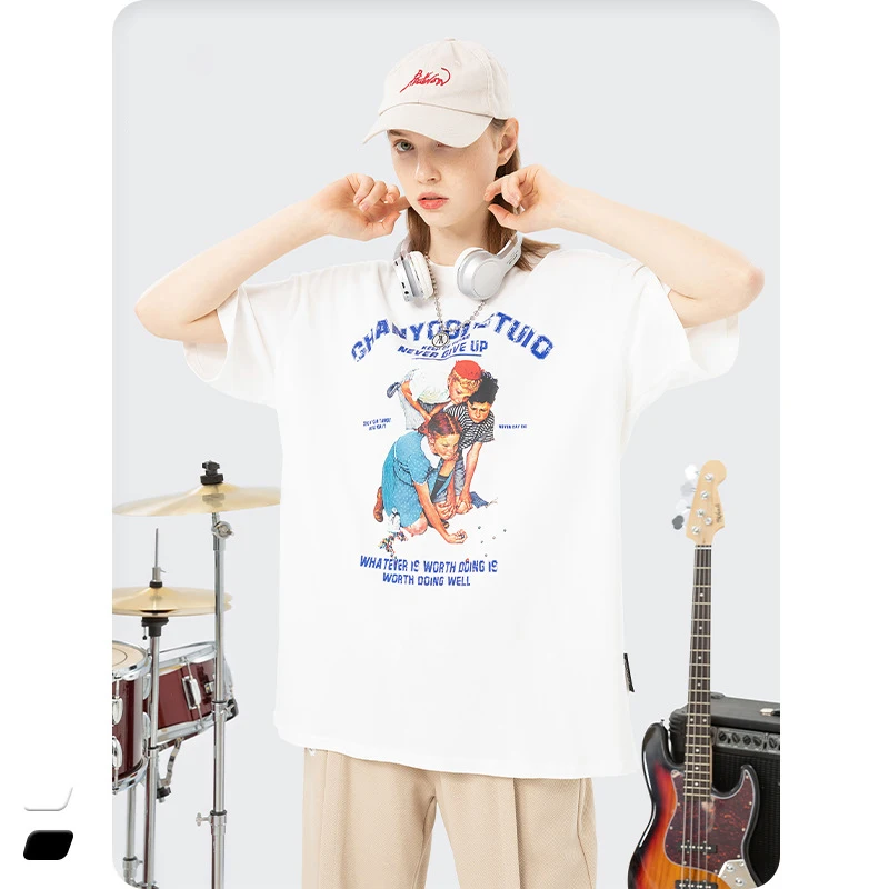 

Latest Design Hot Sale Short Sleeve Blank Vintage T-shirts Cotton T-shirts Anime Loose Men Casual Cool T-shirt