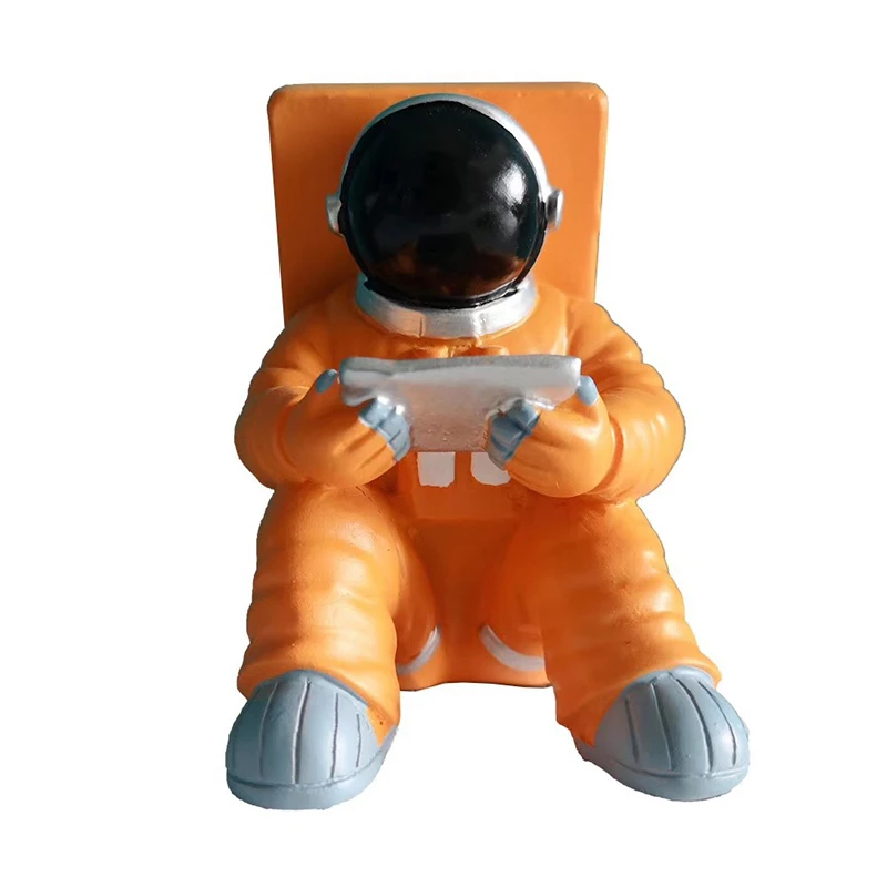 

Mobile Phone Holder Spaceman Mobile Phone Holder 3D Astronaut Figurines Non-Slip Universal Stand Support Base Boy Birthday Gift, White/orange