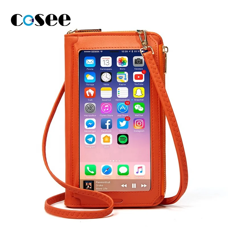 

Women Touch Screen Mobile Phone Bag Small Crossbody Cell Phone Pouch Shoulder Bag Lightweight Leather Phone Purse Wallet