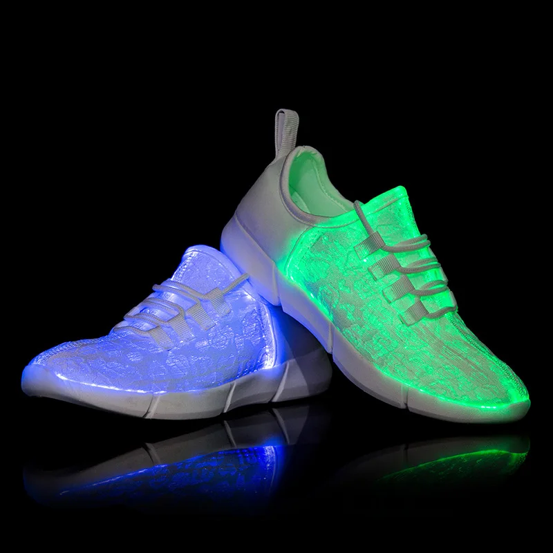 

Wholesale Rechargeable Luminous Fiber Optical Light up USB Glow in the Dark Kids LED Shoes Sneakers for Women Festivals Dancing, White, black, pink