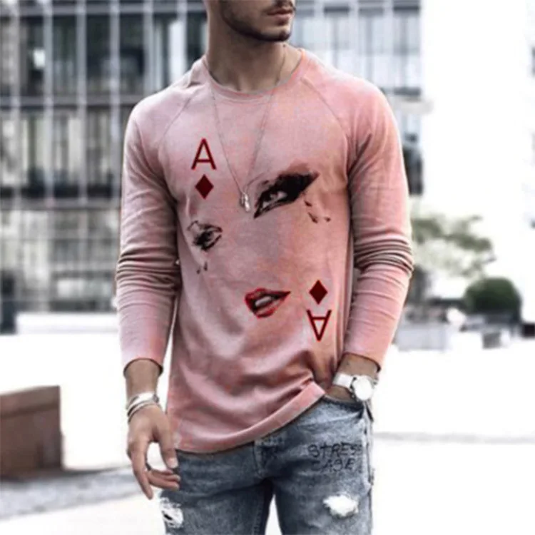 

2021 new fashion t shirt men Wholesale Winter polo shirt men Autumn Pullover Full Sleeves Patch Long Sleeve shirt men for Winter