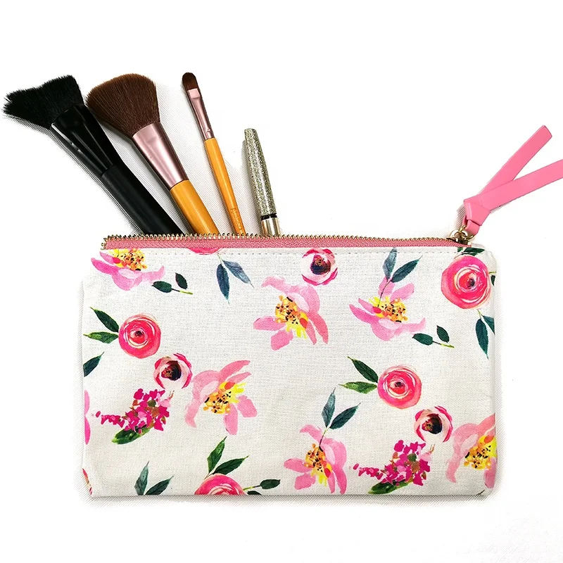 

Custom Print Logo Bulk Eco Travel Zipper Makeup Canvas Organic Cotton Cosmetic Bag, White